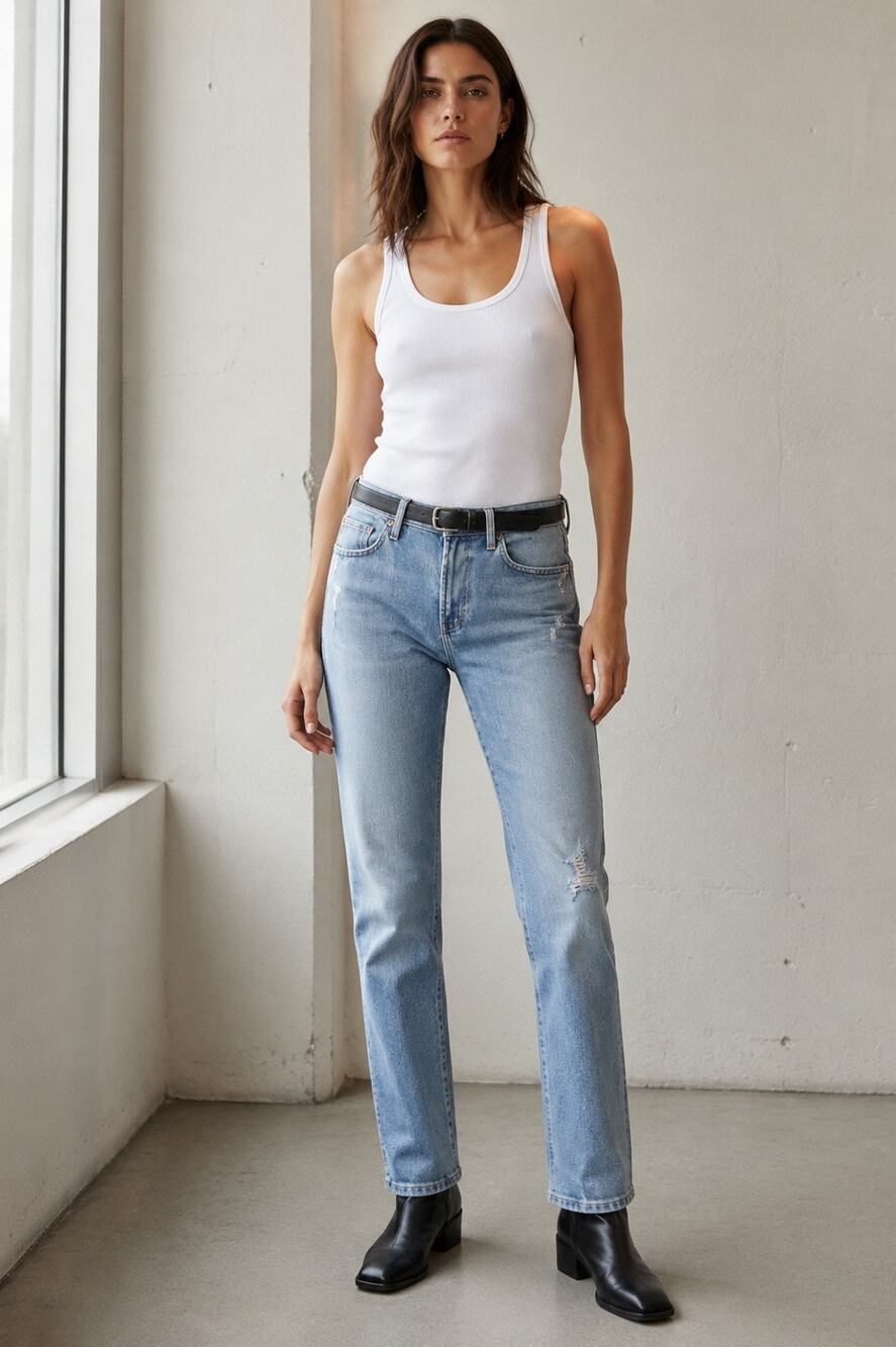 90s Minimalist Citizens of Humanity Ella Slim Crop Jeans Light Wash Distressed